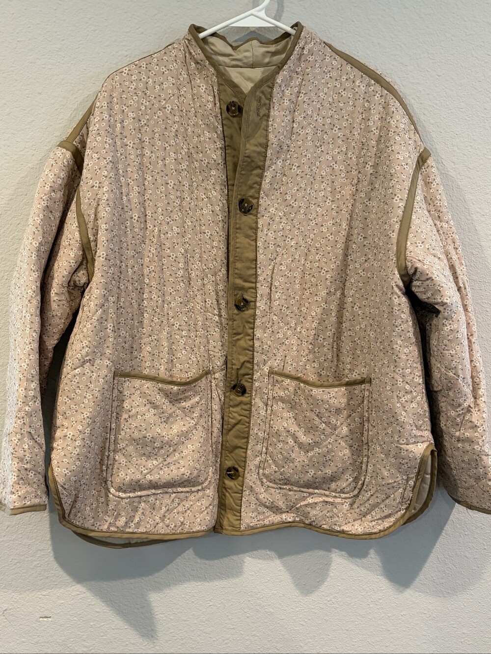 Blank‎ NYC Womens Classic Pale Pink Floral Quilted Button Up Jacket Size Small